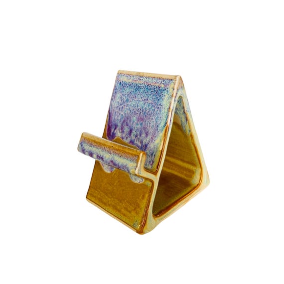Handmade Ceramic Phone Stand with Charger Hole – Glazed Pottery Decor