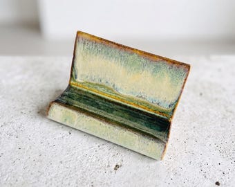 Handmade Stoneware Business Card Holder – Ceramic Desk Decor