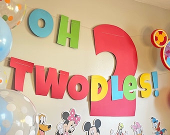 Oh Twodles Birthday Banner SVG file for Cricut