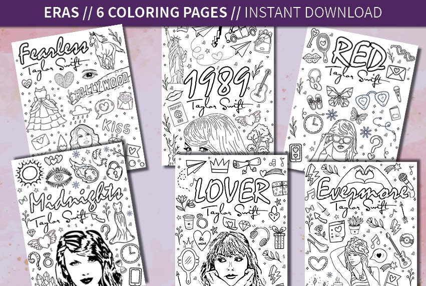 Taylor Swift Coloring Book / Taylor Swift Red Coloring Pages / Coloring Book  Pdf / Digital Download / Printable Coloring Pages 