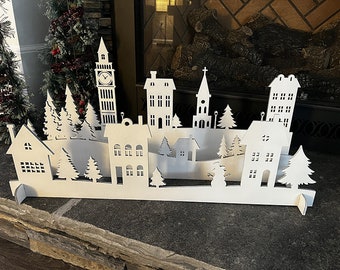 Christmas Village Set, Village Scene, Holiday Village, Christmas Decorations, Wood Village, Snow Village