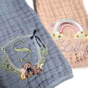 カスタマイズ可能なモノグラム入りベビーバープクロス 100%コットン刺繍入りバープクロス ベビーシャワーギフト ComfyCubs ソフトベビーバープクロス