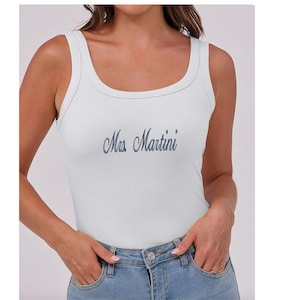 Custom embroidered tank top, Mrs tank, Bride t-shirt, Bridal shower gift, bridal tank top, custom name tank, Personalized Bridal Tank Top