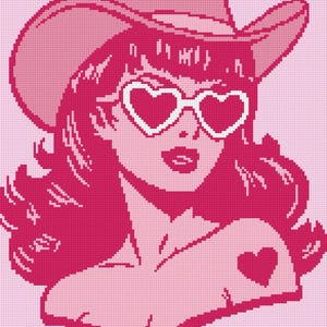 Modern cowgirl-kruissteek/telpatroon met naaldpunt | Kruissteektabel | kruissteek voor beginners Direct downloaden pdf