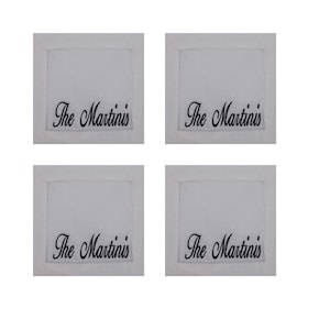 Personalized Embroidered Linen Cocktail Napkins: Wedding, Bachelorette, Housewarming
