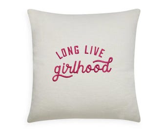 Embroidered Girlhood Pillow | Custom Nursery Decor (12x12)