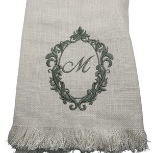 Embroidered Monogram Tea Towel: Custom Cotton Kitchen Decor