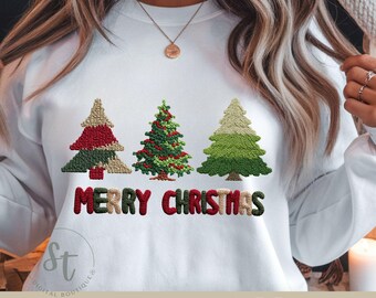 Crochet Christmas Trees PNG – Knitted Texture Holiday Clipart (Digital Download)