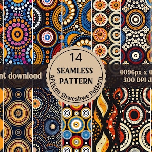 Carta digitale con motivo africano senza cuciture Shweshwe - Sfondi per album stampabili, decorazioni murali, download istantaneo a 300 dpi, uso commerciale OK