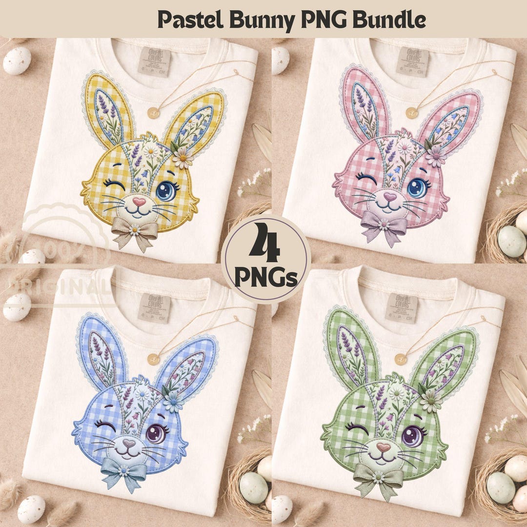 Pastel Bunny PNG Bundle, Easter Bunny Face PNG, Bunny Sublimation ...