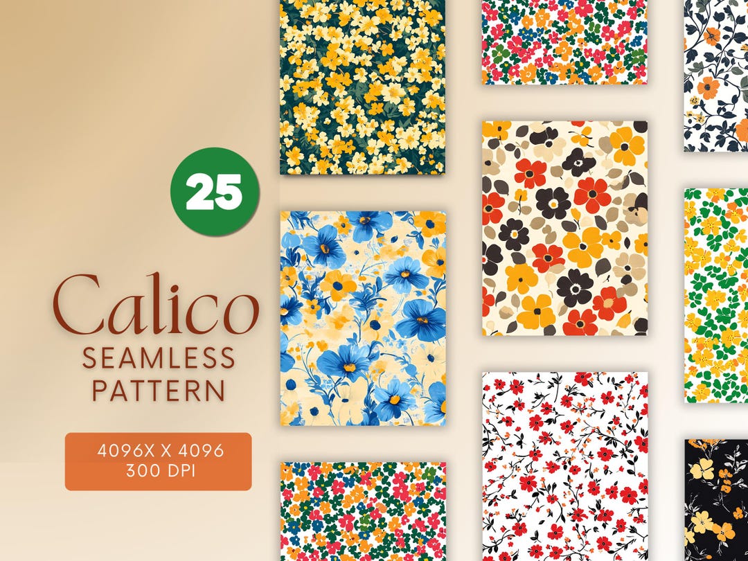 Calico Seamless Pattern - Digital Download - High-quality Digital Paper ...