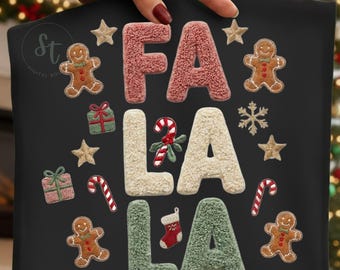 Christmas Embroiderie PNG Gingerbread Chenille Letters, Faux Embroidery png, digital download