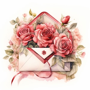 Valentinstag, Digitaldruck, Liebesbrief Clipart Aquarell, Scrapbooking Zubehör, Hochzeit Clipart, druckbare Kunst, romantischer Brief