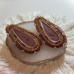 Beaded earrings, large beadded earrings, beadwork, indigenous earrings