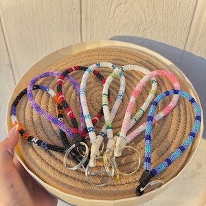 Beaded keychain, beaded wristlet, indigenous made keychain, leather keychain, gold keyring, handmade keychain, one of a kind, gifts