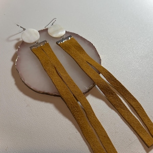 Dangle earrings, long earrings, leather earrings
