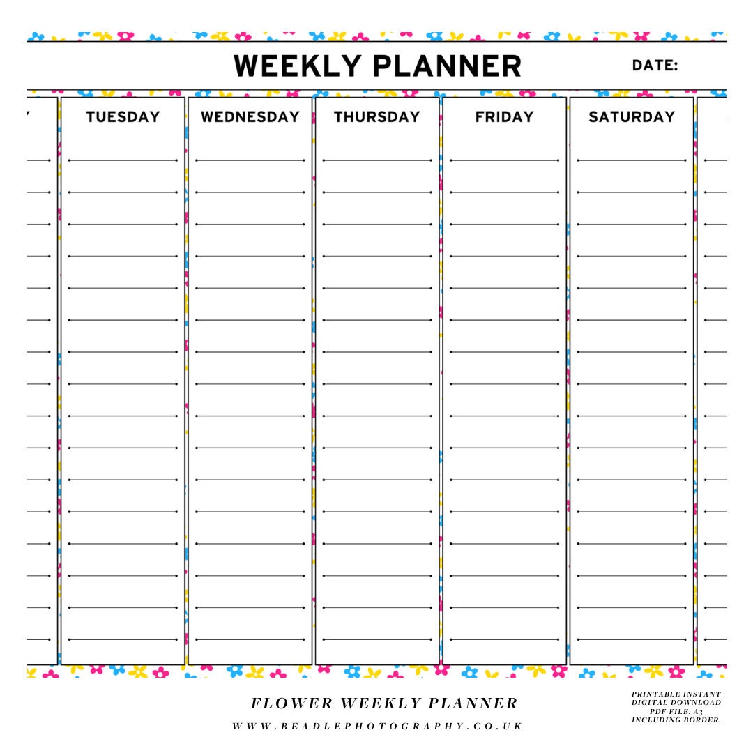 Flower Weekly Planner. Instant Digital Download. Printable PDF ...