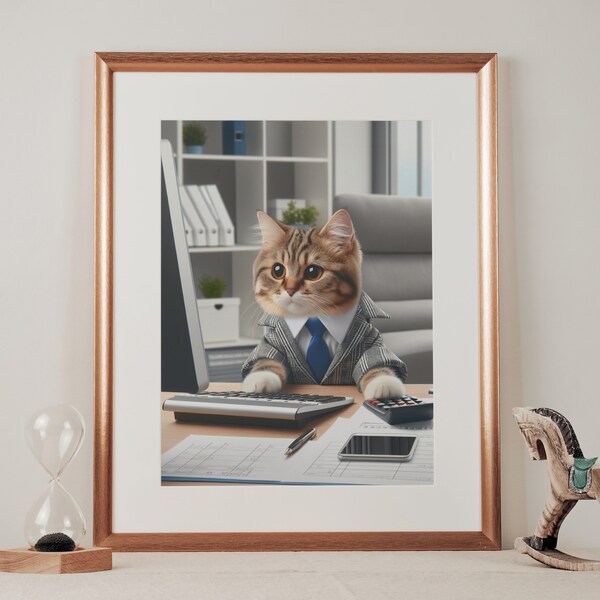 Cat Accountant Wall Art | Accountant Wall Decor | Funny Accountant Gift | Accounting Wall Art | Office Wall Art | Digital Download