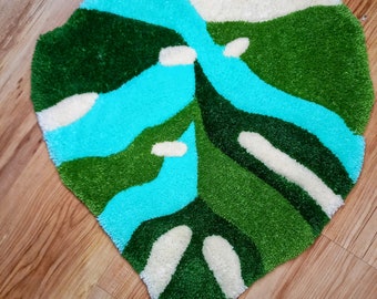 Monstera leaf Tufted Rug, Custom Rug, Fluffy & Soft, Handmade Rug, Housewarming Gifts, Handmade Gift