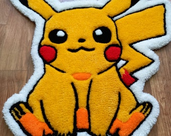 Pikachu inspired tufted Rug, Handmade Non-slip Area Rug Home Decor