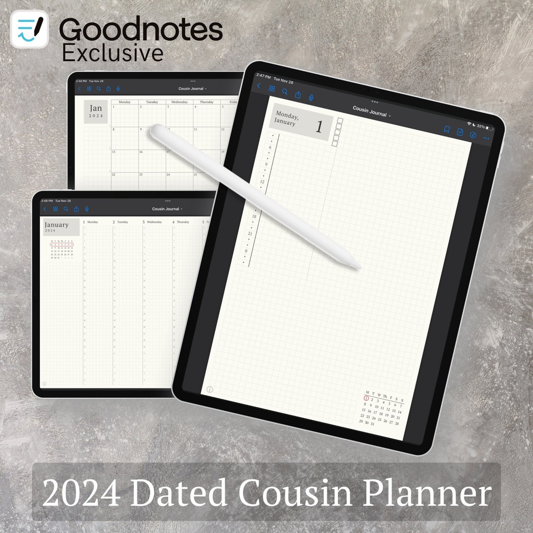 2024 Digital GoodNotes Planner Cousin Size: Inspired by - Etsy Portugal