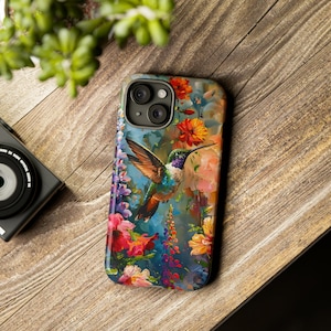 Funda de teléfono colibrí / Pájaros / Flores / Funda de teléfono para iPhone 15 Pro Max 14 12 11