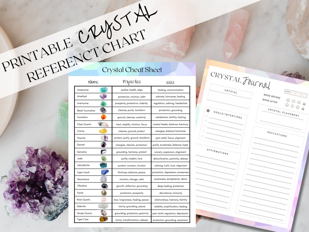 Digital Crystal Reference Sheet & Crystal Journal Crystal Chart