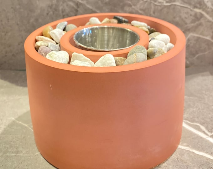 Fire Pit, mini. Hand-Poured Cement. Portable Tabletop Fire Bowl