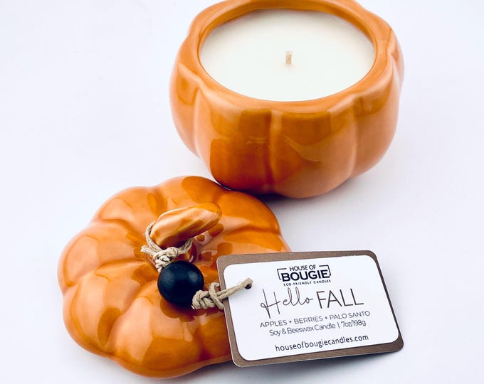 Pumpkin Candle, Ceramic: Soy & Beeswax, Apple Clove Scent