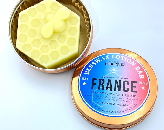 Lotion Bar. Organic Beeswax: Jasmine, Fir & Amberwood Scent (1.9oz)