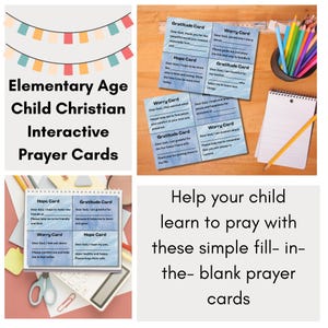 Elementary Age Child Christian Interactive Prayer Cards Edition 1