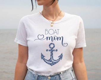 Boating Mom Nautical Shirt, Boat Mom T-Shirt, Navy Anchor TShirt, Boating Family Tee, Boat Gift for Mom, Boat Mothers Day, Boat Gift For Her
