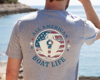 Boat Life T-Shirt, USA Boat Shirt, Patriotic Tshirt, American Flag Shirt, Boat Life Tee, Boating TShirt, Nautical TShirt, Boat Gift for Him