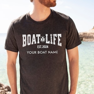 Boat Life year established with custom boat name grunge effect