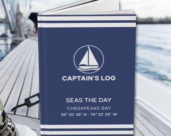 Sailboat Captain's Log Book, Custom Log Book, Ship Log Book, Sailing Journal, Sail Boat Journal, Sailboat Gift, Nautical Gift, Sailor Gift