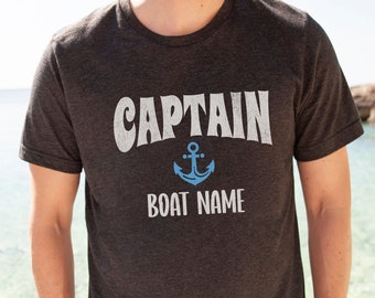 Captain Boat T-Shirt, Custom Boat Name Shirt, Captain First Mate Crew, Boat Family, Personalized Boating Gift, Nautical Boat Gift For Dad