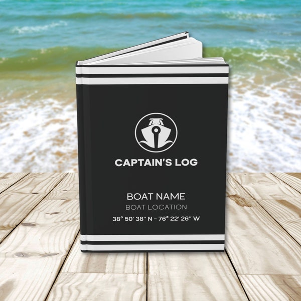 Boat Captain's Log Book, Custom Boat Name Log, Boat Notebook, Boating Accessories, Yacht Journal, Boat Gift, Nautical Gift, Boat Owner Gift