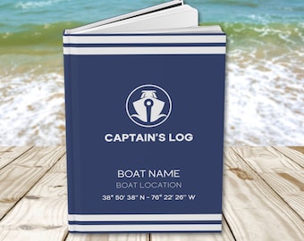 Boat Captain's Log Book, Custom Boat Name Log, Boat Notebook, Boating Accessories, Yacht Journal, Boat Gift, Nautical Gift, Boat Owner Gift