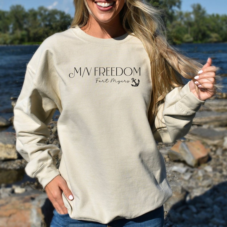 CUSTOM Boat Name Sweatshirt, Personalized Boating Location Crewneck, Lake River Bay, Custom Boat Shirt, Nautical Sweater, Boat Owner Gift Sand