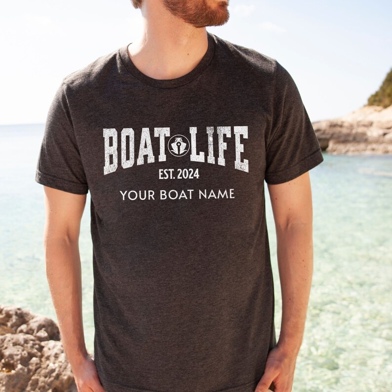 Boat Life year established with custom boat name grunge effect