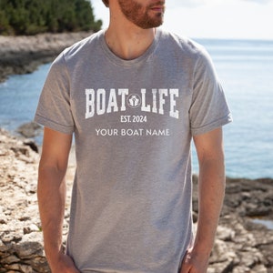 Boat Life year established with custom boat name grunge effect