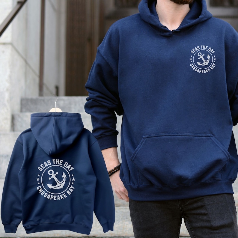 CUSTOM Boat Name Anchor Hoodie, Personalized Boating Hooded Sweatshirt, Lake River Bay, Boating