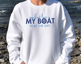 Personalized Boat Sweatshirt, Custom Boat Sweatshirt, Nautical Sweatshirt, Boating Sweater, Boat Crewneck, Boat Gifts for Women, Boater Gift