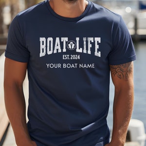 Boat Life year established with custom boat name grunge effect