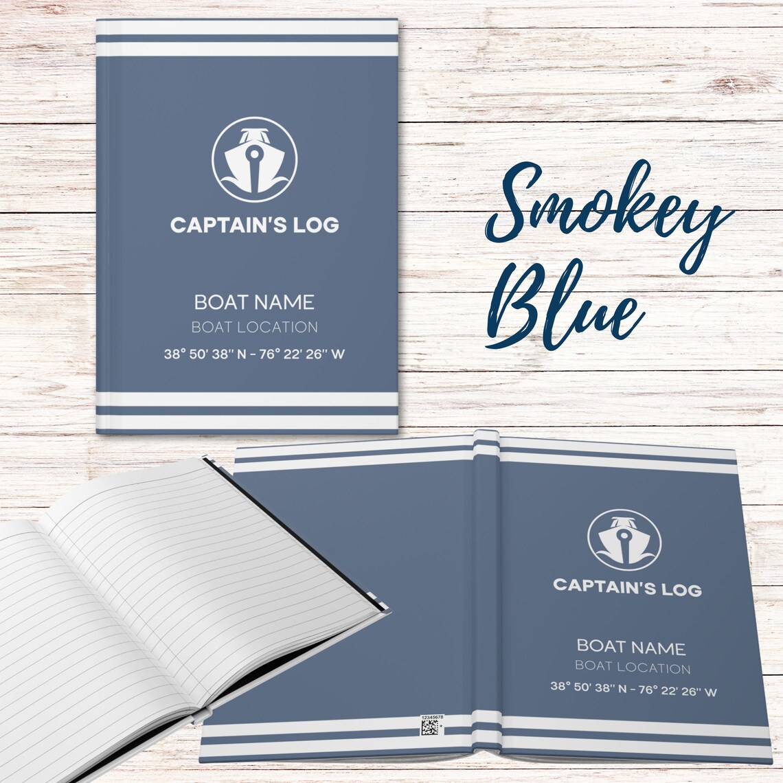 Boat Captain's Log Book, Custom Boat Name Log, Boat Notebook, Boating ...