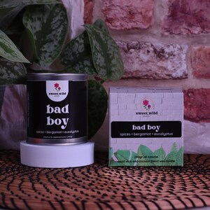 Scented Candle Natural Wax Candle Spicy Scent Candle Gift for Him Bad Boy Candle Wood Wick Coconut Wax  Paint Pot Candle Father's Day Gift