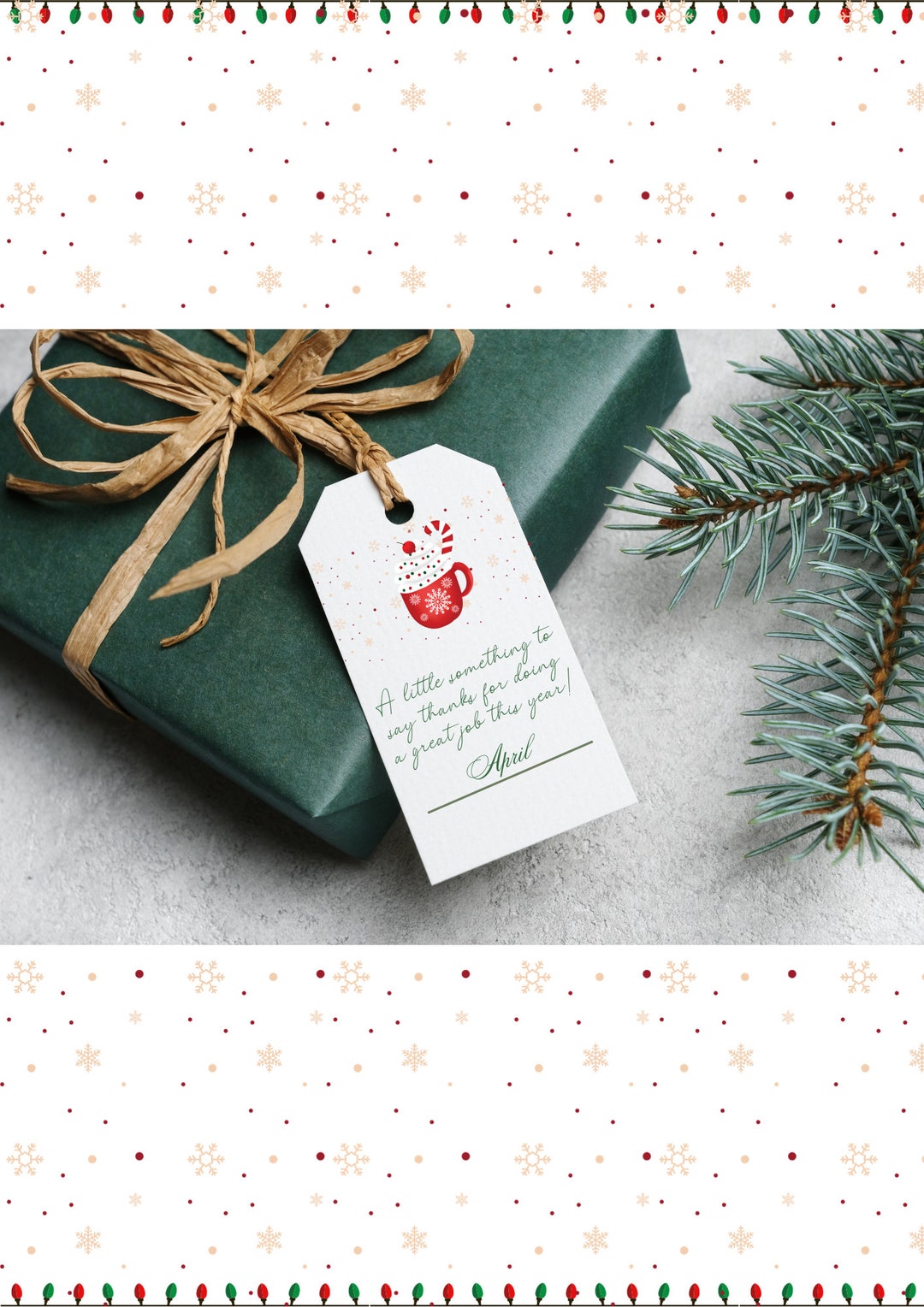 Printable Christmas Thank You Gift Tag, Mocha Peppermint Design ...