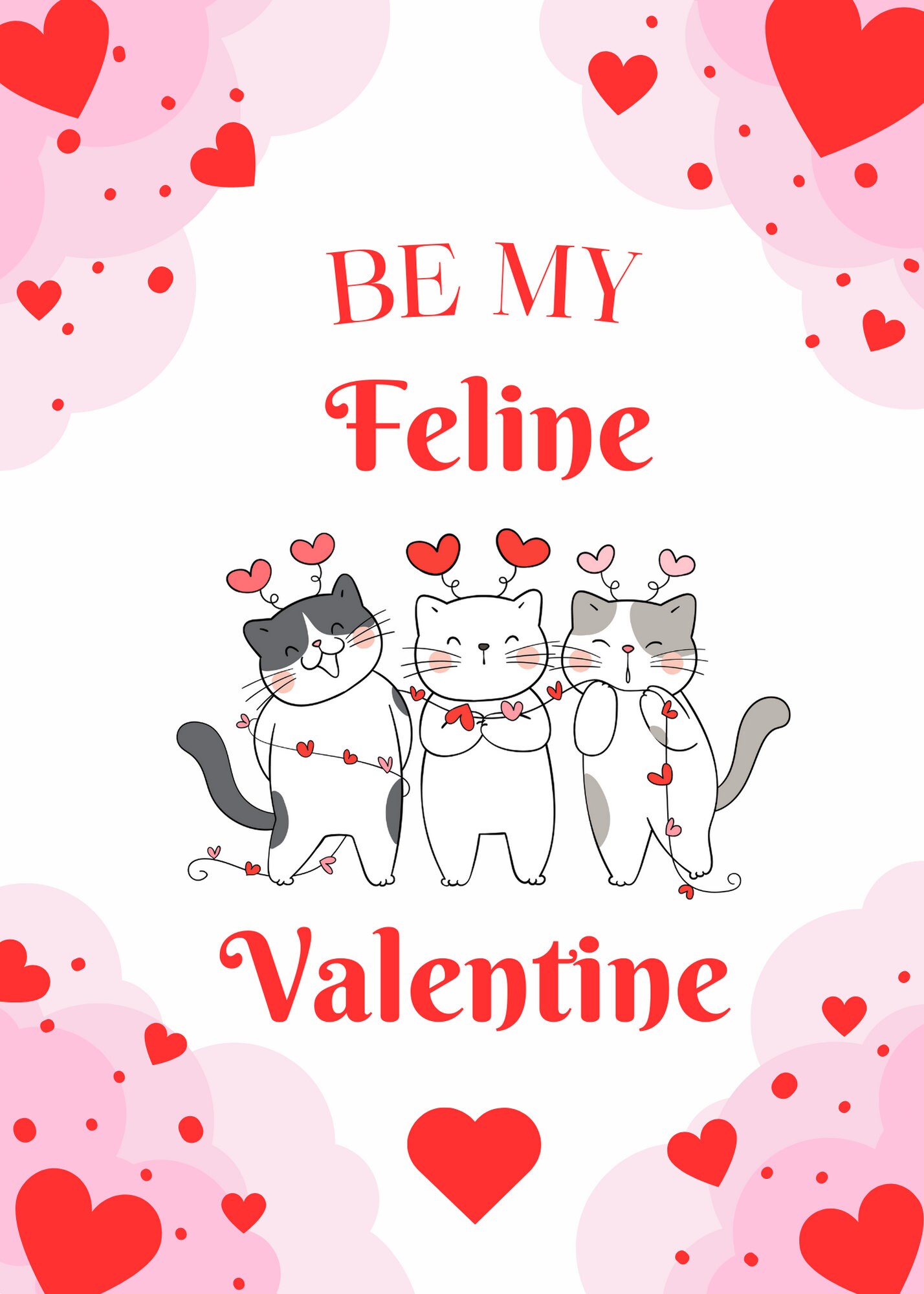 Printable Funny Cat Valentine's Day Card Set of 5, Cute Cat Valentine's ...