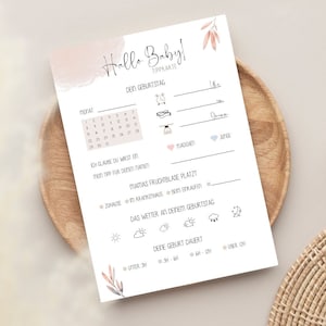 Hallo Baby Tippkarten beige, Babyshower Spiel Set, Babyparty Tippkarten neutral, Spiel Babyparty Ausfüllkarten, Babyshower Ratespiel, Orakel