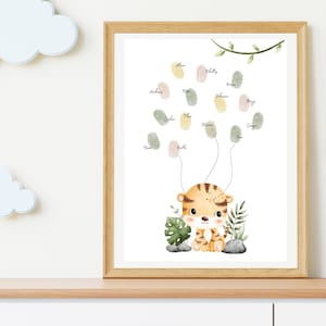 Gästebuch Tiger Babyparty Poster Fingerabdruck, Gästebuch Babyshower Deko Taufe Kommunion Gästebuch Fingerabdruck Gästebuch Gender Reveal